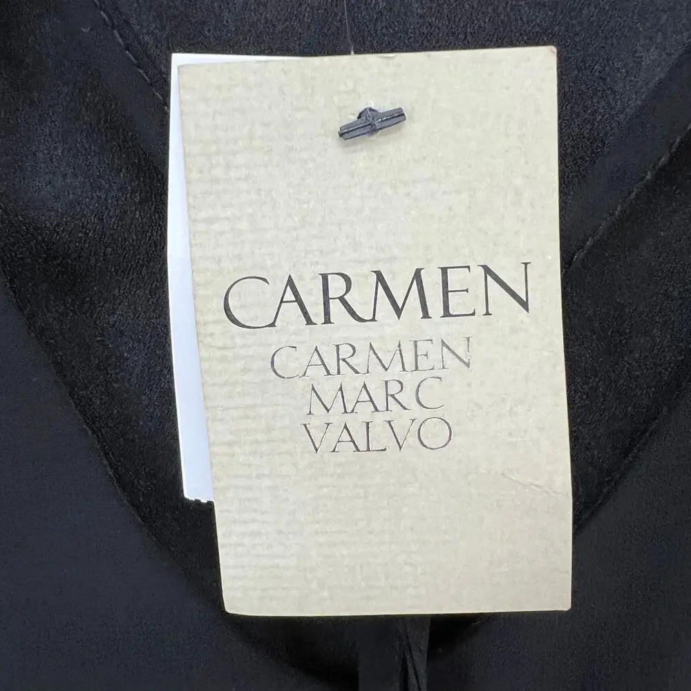 Carmen Marc Valvo Top Womens S Black Chiffon Ruffle‎ Lightweight Coquette Blouse - Picture 15 of 16